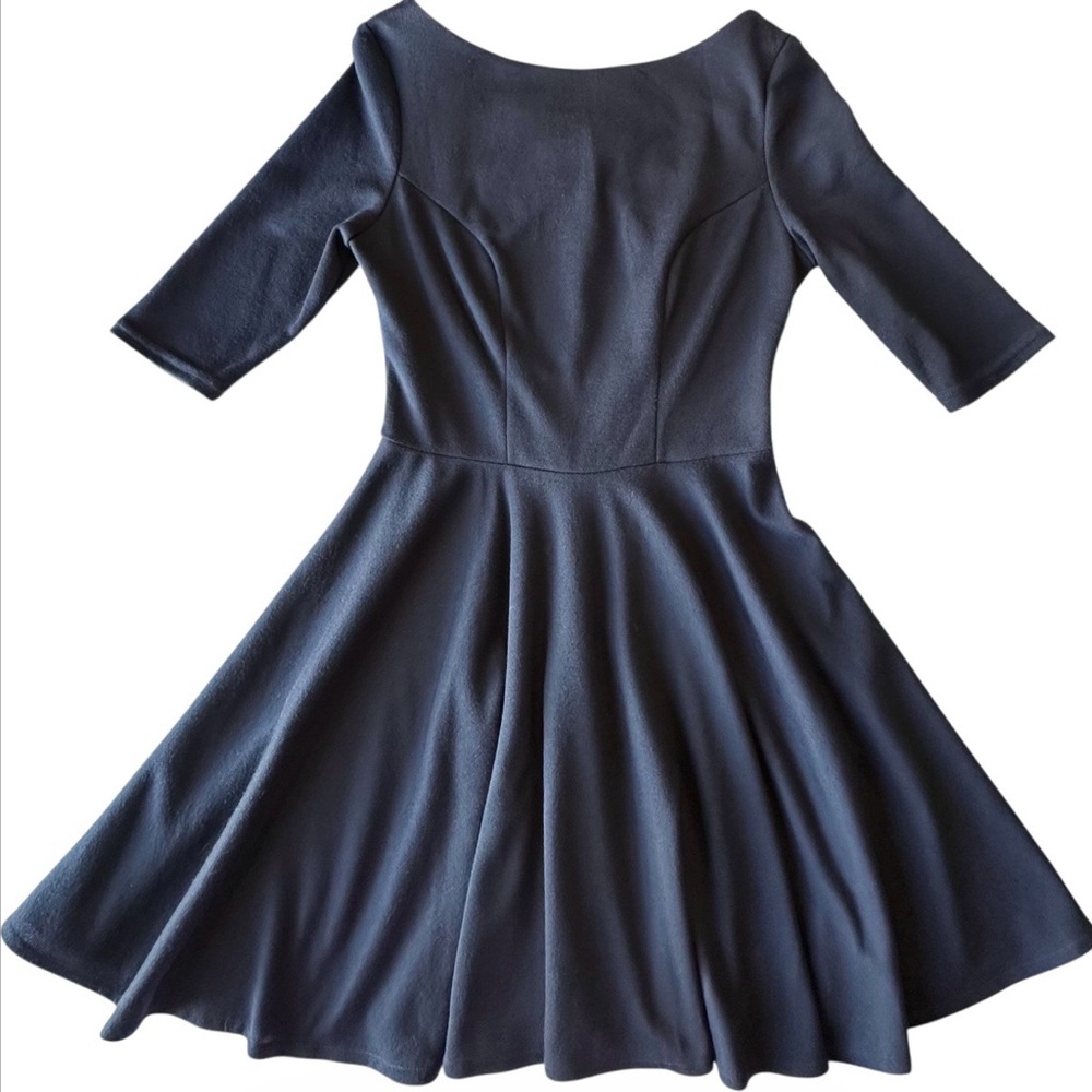ASOS Petite Womens Dress Navy Blue Knit Short Sleeve Skater Criss Cross Back 2P - Picture 7 of 16